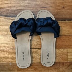 Alfani Silk Slide Sandals Navy